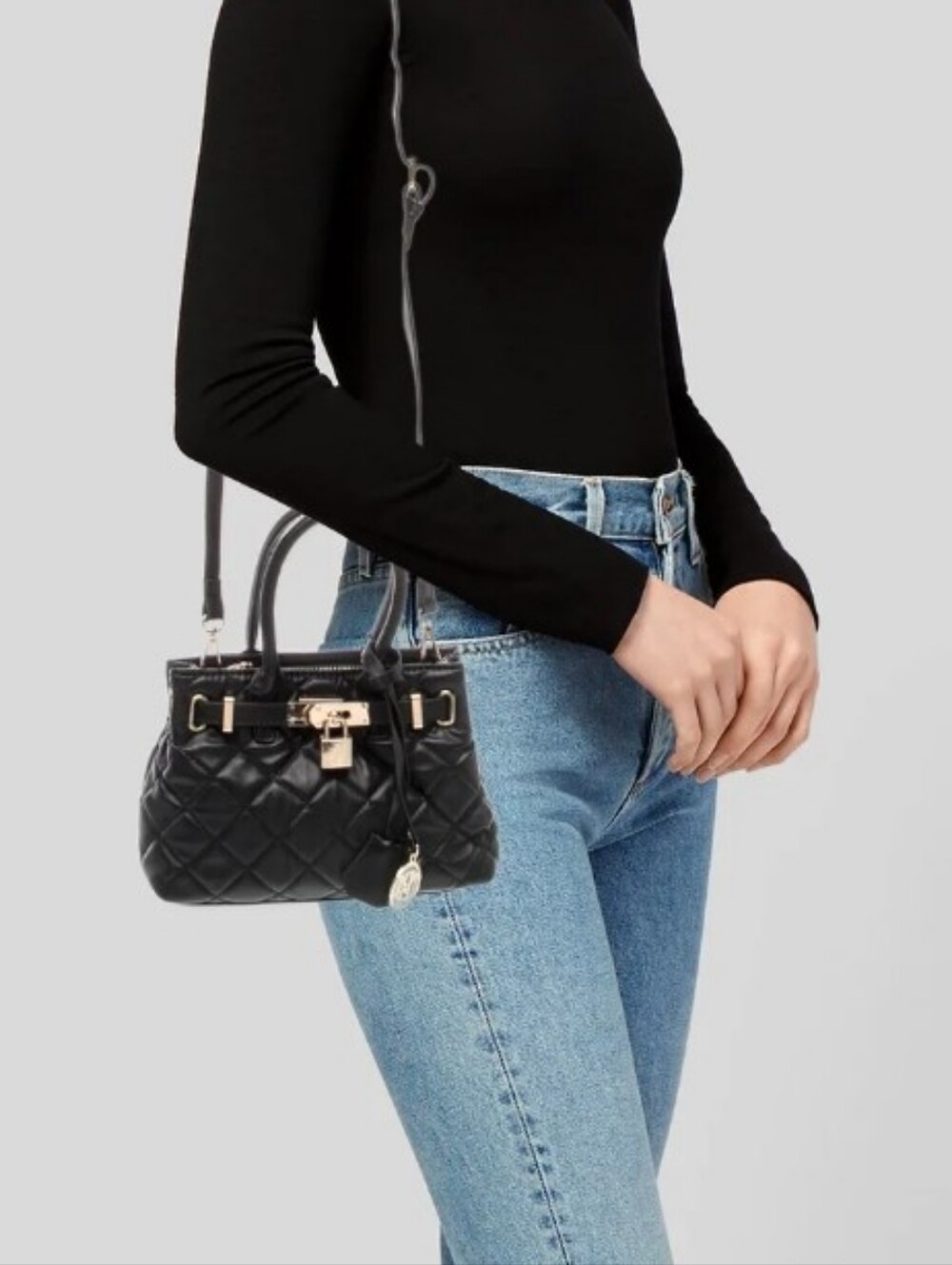 Badgley Mischka Vegan Medium Diamond Quilted Tote Bag with Front Lock NWT